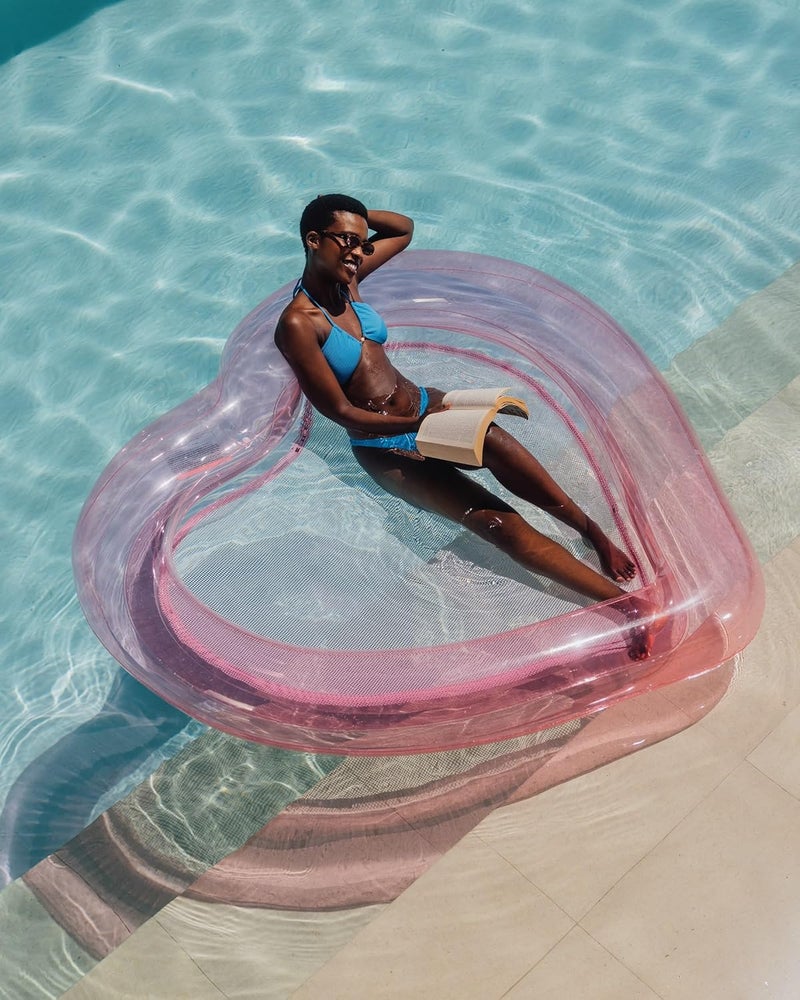 FUNBOY FUNBOY Original Clear Heart Water Hammock with Mesh Pool Float Perfect for Summer Pool Parties  - Image 4