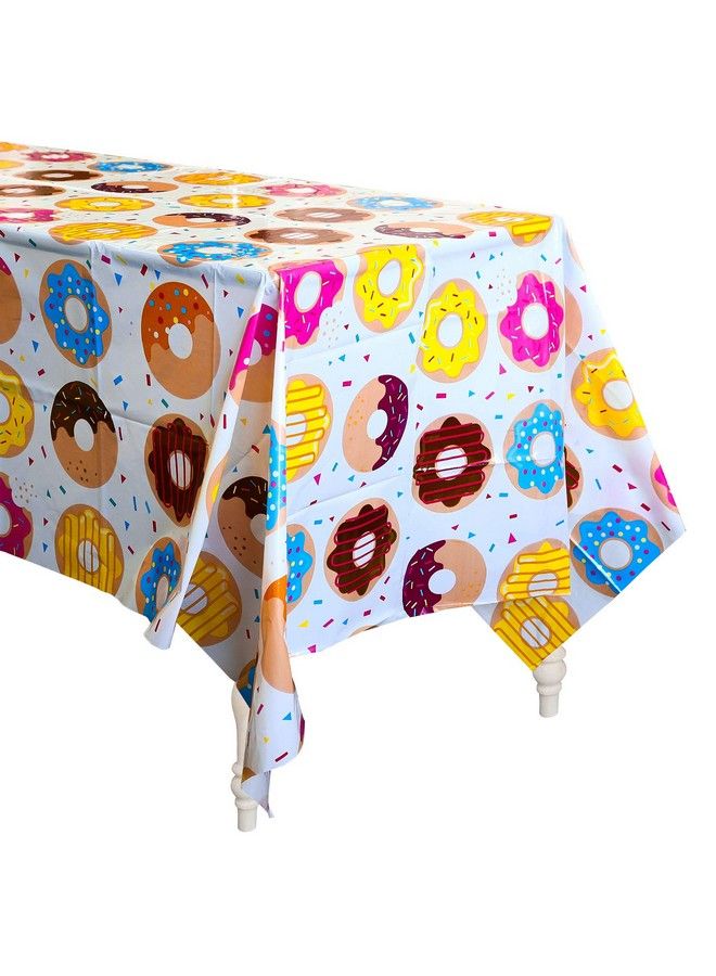 BeYumi 4Pack Donut Party Tablecloth Rectangular Table Cover For Dining Room Kitchen Decor Disposable Plastic Picnic Tablecover For Kids Birthday Donut Theme Party Decoration Supplies 42.5’’ X 71’’ - Image 1