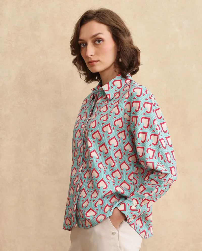 Rareism Women's Cut And Sew Boxy Fit Shirt