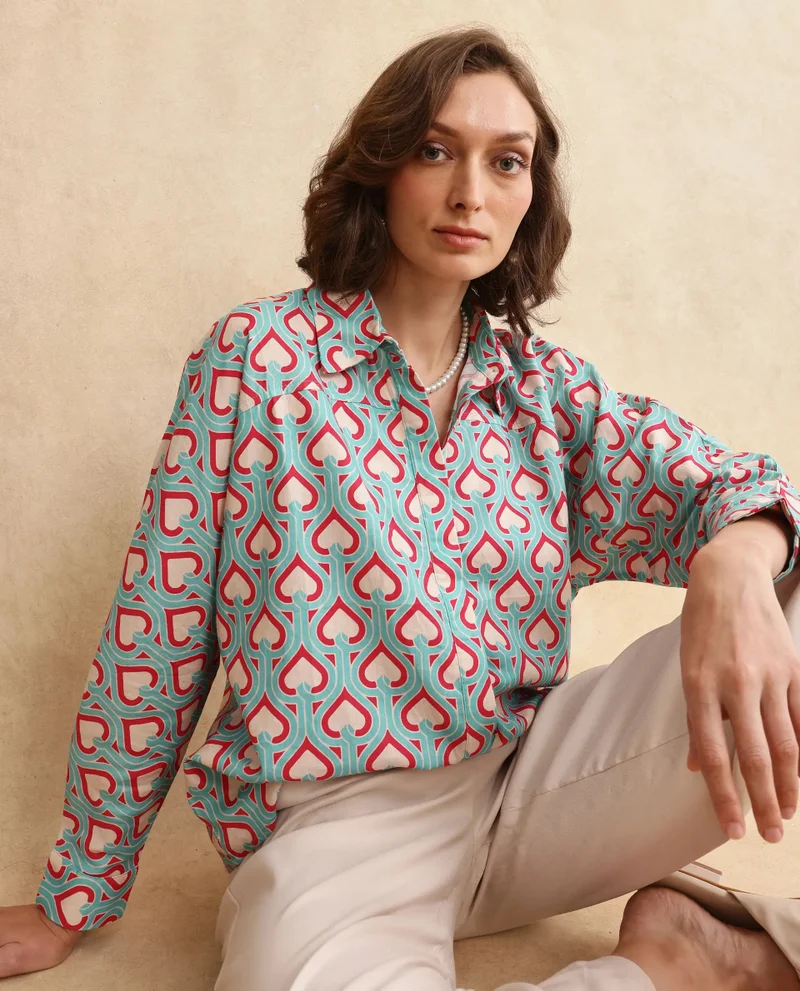 Rareism Women's Cut And Sew Boxy Fit Shirt