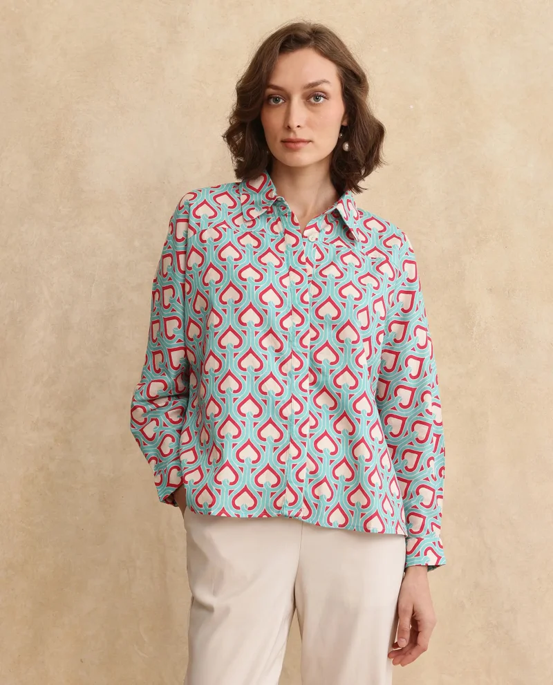 Rareism Women's Cut And Sew Boxy Fit Shirt