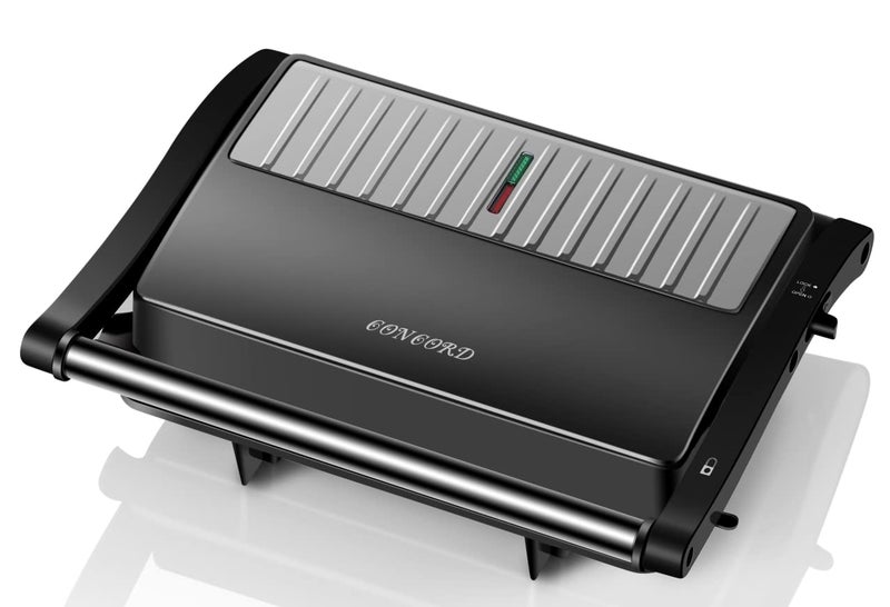Concord Sandwich Maker, Griller, Toaster | 1000 Watts | 180° Opening | Oil Drip Tray | 1.5 Meter Long Cord | Black, Silver - Image 5