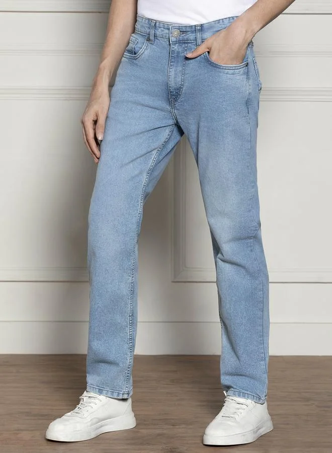 Dennis Lingo  Relaxed Fit Light Blue Men's Jeans with Button & Zip Closure (Cotton Blend) for Men | Best Price UAE