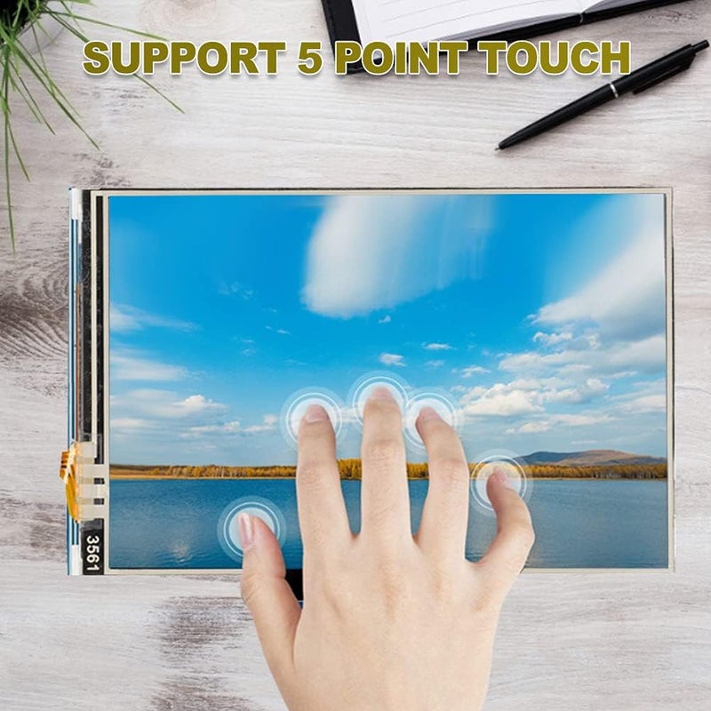كلاراكو شاشة عرض Raspberry Pi مقاس 3.5 بوصة بدقة 480×320 بكسل، شاشة لمس TFT LCD، مقاومة لجهاز Raspberry Pi مع قلم لمس، الحجم 85.42 × 55.60 مم - Image 2
