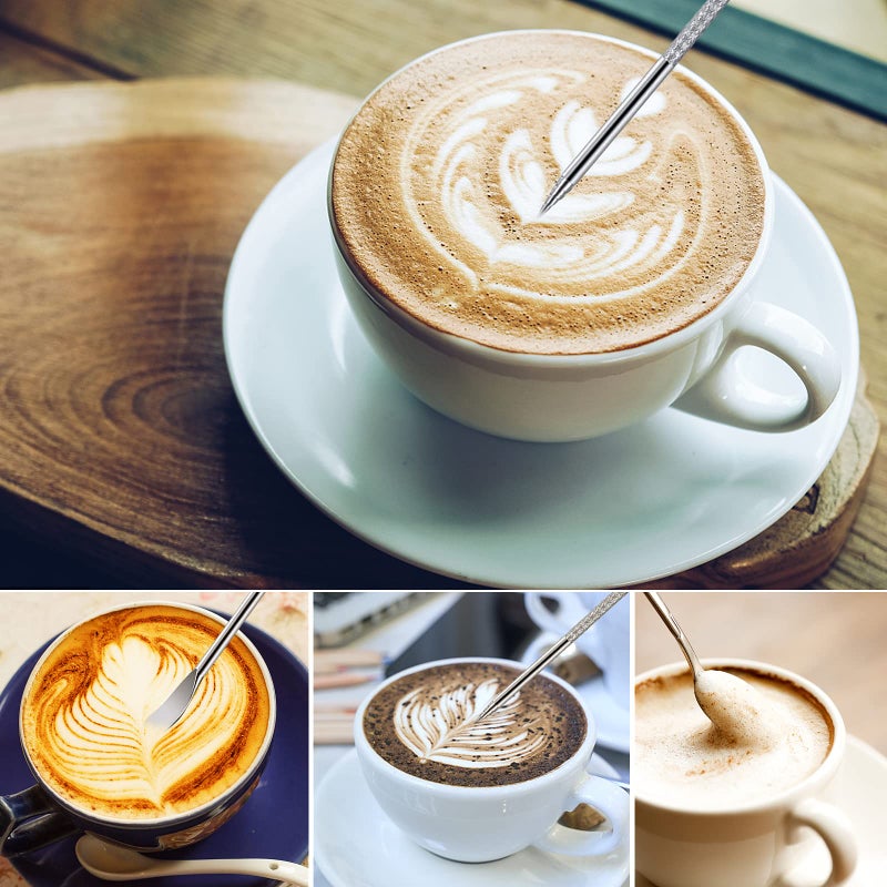 Newgf Milk Frothing Pitchers-12Oz/350Ml Stainless Steel Steaming Pitchers  Scale Coffee/Milk/Cappuccino/Latte Art Barista Steam Pitchers  Milk Jug Cup With Decorating Pen-Silver - Image 4