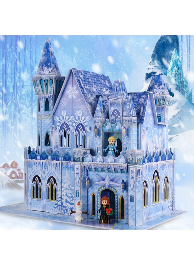 Children's 3D Jigsaw Ice And Snow Castle Assembled Building Blocks Model Girl's Hand Assembled Educational Toys Gift-Color:Ice And Snow Puzzle Castle - Image 1