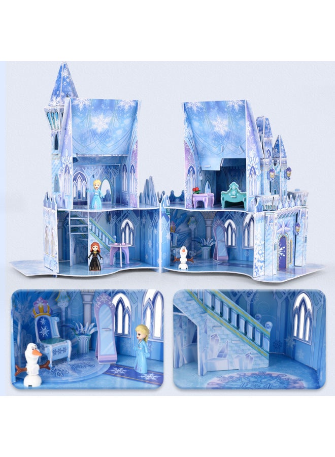 Children's 3D Jigsaw Ice And Snow Castle Assembled Building Blocks Model Girl's Hand Assembled Educational Toys Gift-Color:Ice And Snow Puzzle Castle - Image 5