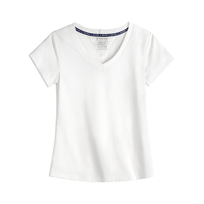 Women's Slim Fit V-Neck Short-Sleeve T-Shirt in Cotton-Tencel Blend - Image 5
