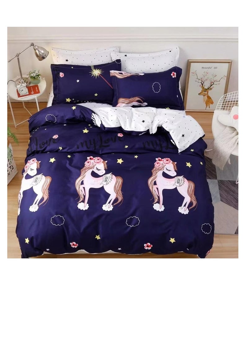 4pcs Soft & Breathable Cotton Single Comforter for All Seasons Duvet inserted bedding set 