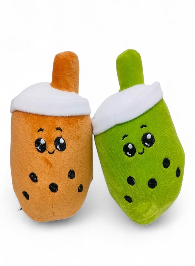 Yey Soft Fabric Boba plushie Bubble Tea Stuffed Animals, Soft Squishy Milk Tea Plush Cuddle Toy for Girls & Boys Kids Babies Birthday Gift 7 inches (Brown & Green) - Image 1