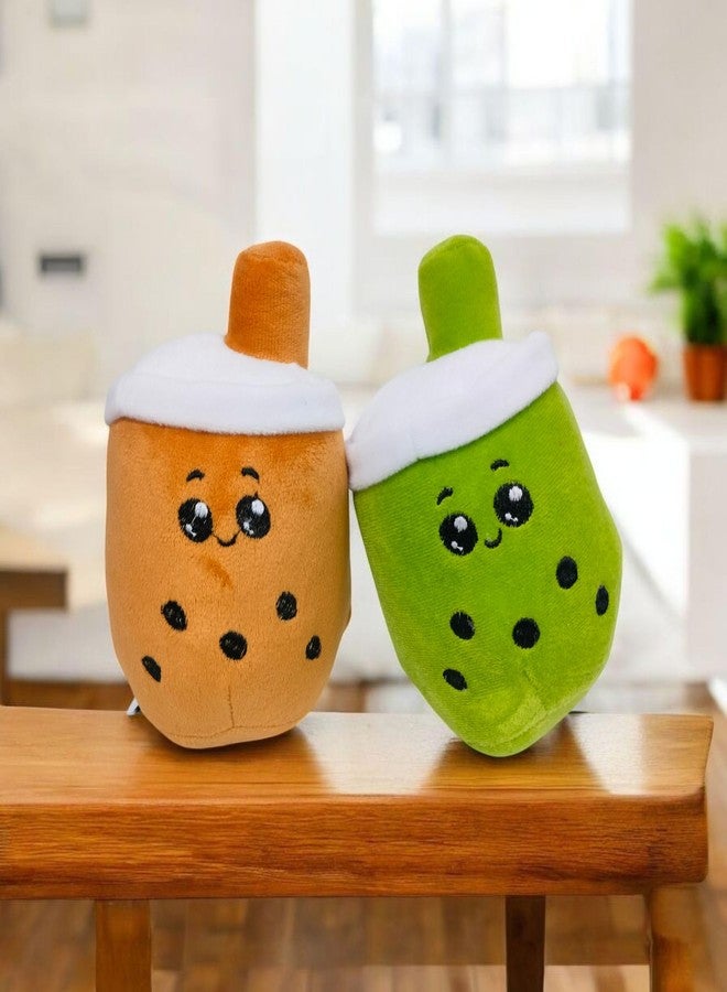 Yey Soft Fabric Boba plushie Bubble Tea Stuffed Animals, Soft Squishy Milk Tea Plush Cuddle Toy for Girls & Boys Kids Babies Birthday Gift 7 inches (Brown & Green) - Image 5