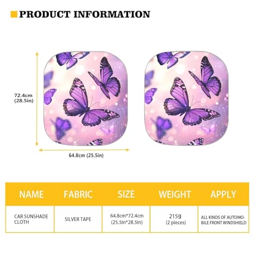 AFPANQZ Galaxy Butterflies Print Sun Shade Universal Fit Windshield Sunshade Car Trucks SUV Windshields Folding Sun Visor Folding Travel Women Teens Sun Block Car Front Window Visors, Black Purple - Image 5