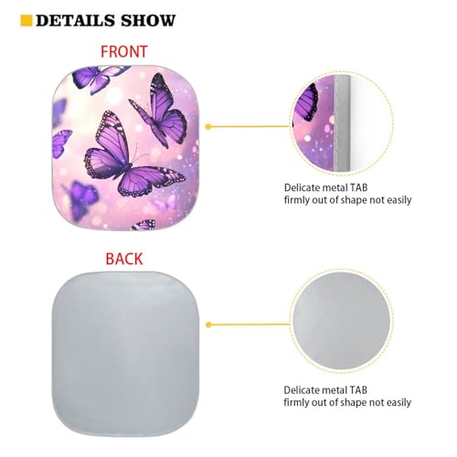 AFPANQZ Galaxy Butterflies Print Sun Shade Universal Fit Windshield Sunshade Car Trucks SUV Windshields Folding Sun Visor Folding Travel Women Teens Sun Block Car Front Window Visors, Black Purple - Image 4