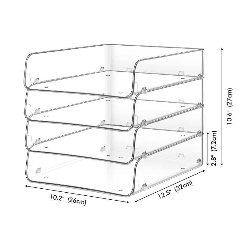 Lunmore Stackable Paper Trays, 4 Tier Desk File Organizer, Document Letter Tray for Office Supplies, Magazine - Image 4