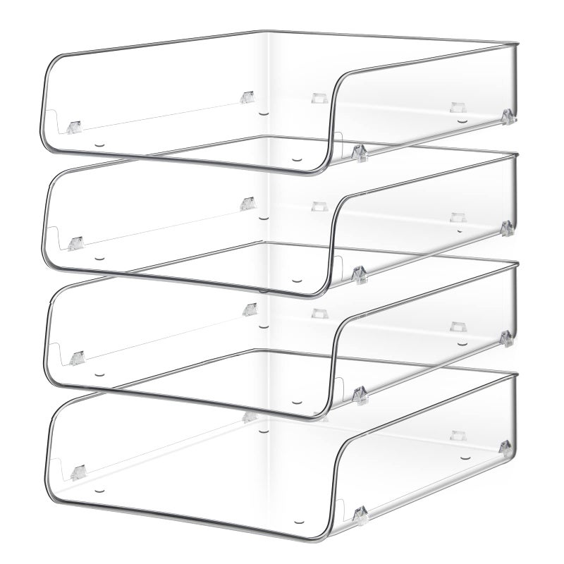 Lunmore Stackable Paper Trays, 4 Tier Desk File Organizer, Document Letter Tray for Office Supplies, Magazine - Image 1