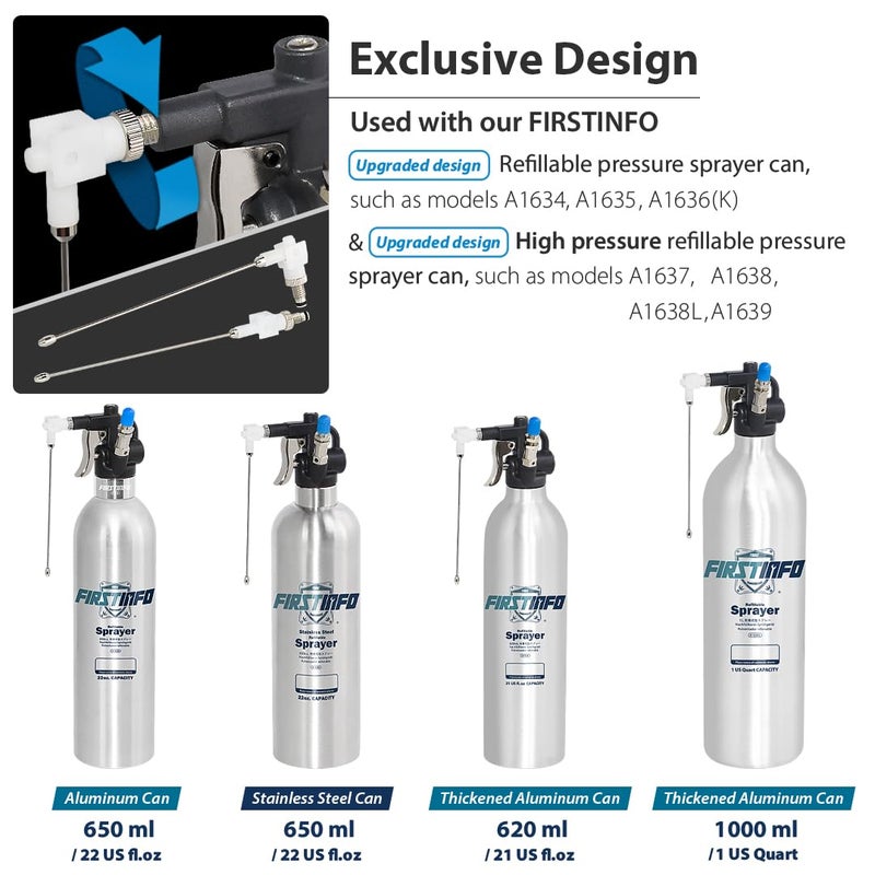 FIRSTINFO TOOLS FIT YOUR NEEDS FIRSTINFO A1638Dx2 Replacement Nozzle For FIRSTINFO Upgraded Aerosol Fluid Oil Refillable High Pressure Storage Sprayer Can Multicolored - Image 5