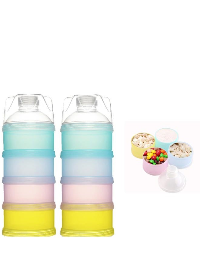 Manwetye 2 PCS 4 Layers Baby Milk Powder Dispenser, Milk Powder Pots,Formula Dispenser Portable Milk Powder Formula Dispenser Container Pot Box Milk Cans Snack Storage Box for Travel (Four-Color) - Image 1