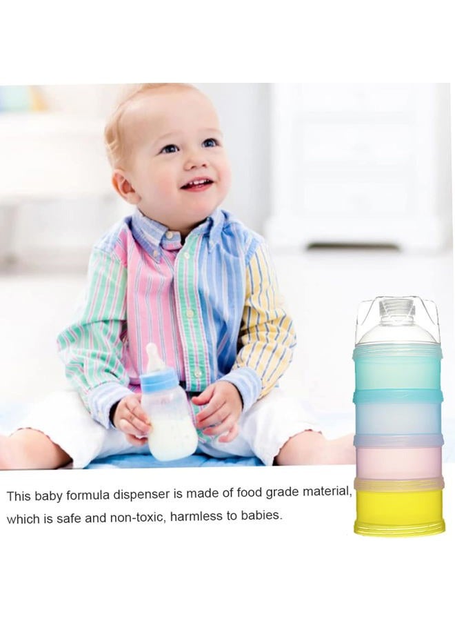 Manwetye 2 PCS 4 Layers Baby Milk Powder Dispenser, Milk Powder Pots,Formula Dispenser Portable Milk Powder Formula Dispenser Container Pot Box Milk Cans Snack Storage Box for Travel (Four-Color) - Image 4