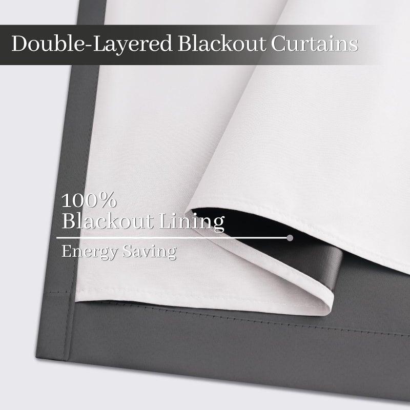 Yakamok Dove Grey 100% Blackout Curtains Grommet Window Treatments with 2 Thick Layers-Light Gray Room Darkening Thermal Insulated Drapes Set of 2 for Bedroom Living Room 52 Inches by 84 Inches length - Image 4