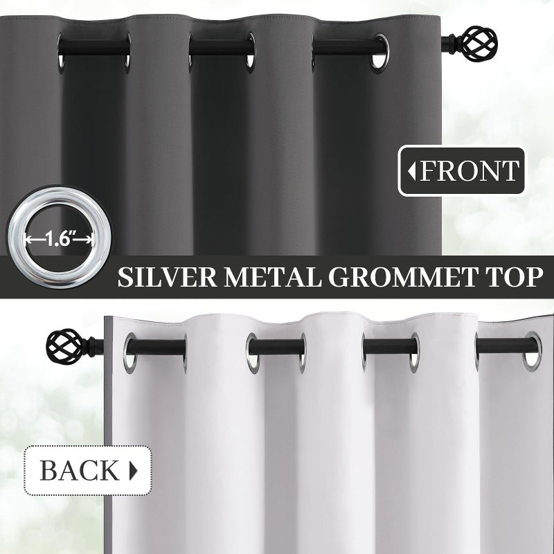 Yakamok Dove Grey 100% Blackout Curtains Grommet Window Treatments with 2 Thick Layers-Light Gray Room Darkening Thermal Insulated Drapes Set of 2 for Bedroom Living Room 52 Inches by 84 Inches length - Image 3