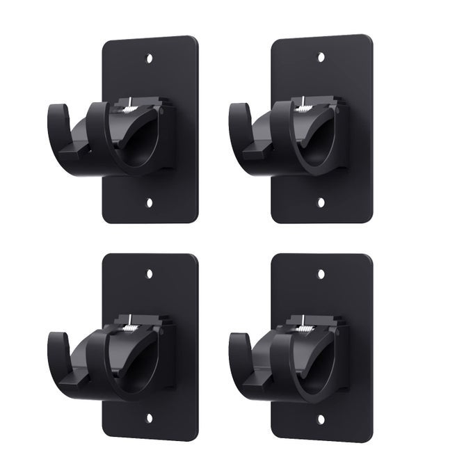 4 PIECES SELF ADHESIVE CURTAIN ROD BRACKET UNIVERSAL PLASTIC CURTAIN ROD HOLDERS NO DRILL CURTAIN ROD BRACKETS CURTAIN ROD HOOKS FOR BATHROOM BEDROOM LIVINGROOM KITCHEN BLACK