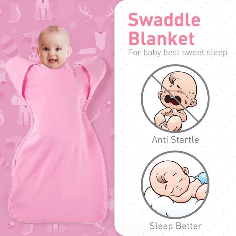 Knirose 3-Way Wearable Swaddle Blankets Sleep Sacks with Arms Up, Hands Up Sleeping Sack Easy Diaper Changing Sleeping Bag for Baby Boy Girl Newborns Transitions to Arms-Free Calms Startle Reflex - Image 2