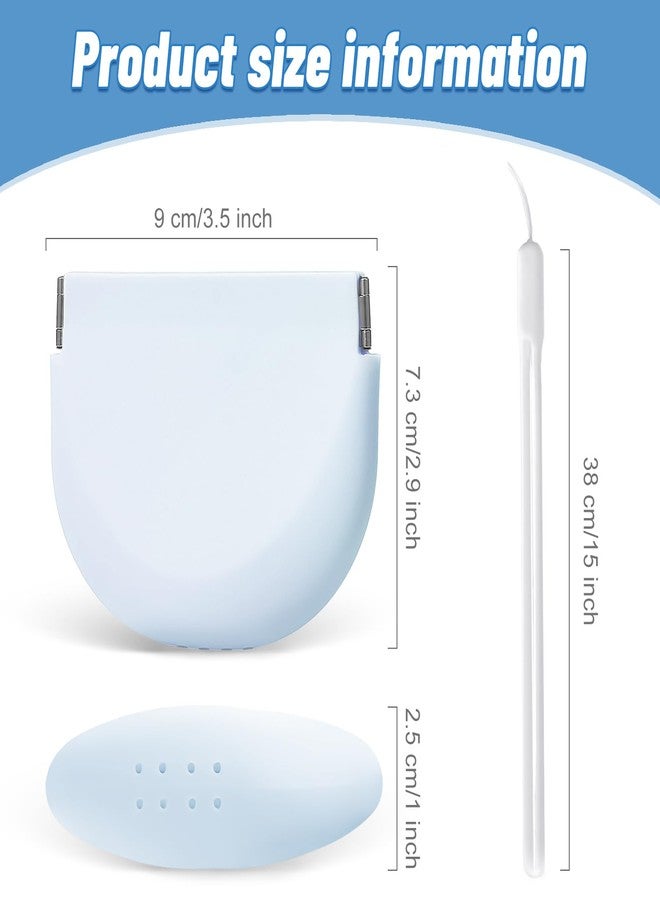 Ceonam Silicone Retainer Denture Storage Case Holder, Portable Slim Dental Container Cleaning Box with Drain Holes and Leakproof for Aligners, Mouth Guards, Night Guards, Removable Dental Appliances (Blue - Image 2