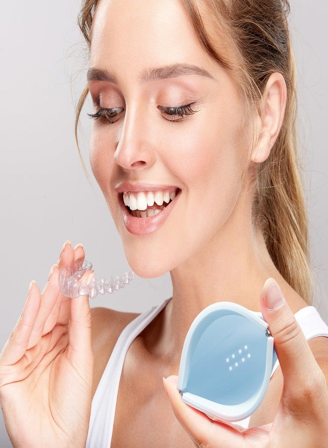Ceonam Silicone Retainer Denture Storage Case Holder, Portable Slim Dental Container Cleaning Box with Drain Holes and Leakproof for Aligners, Mouth Guards, Night Guards, Removable Dental Appliances (Blue - Image 5
