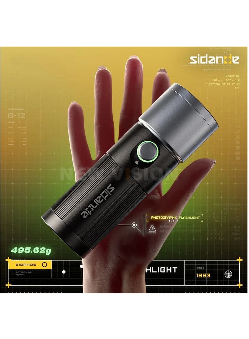 SIDANDE Videography Flashlight Zoomable Photography Fill Light Ambience Light with 1/4'' Thread for Camera Stand Cage - Image 4