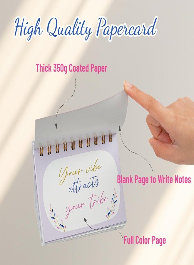 YOBRO Inspirational Gifts for Women, Motivational Desk Calendar, Desktop Flip Calendar with Daily Positive Affirmations & Happy Quotes, Office Desk Decor & Accessories for Women, Blue & Pink - Image 2