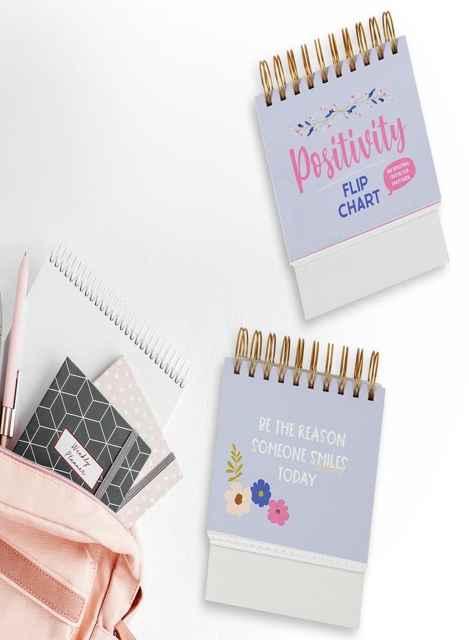 YOBRO Inspirational Gifts for Women, Motivational Desk Calendar, Desktop Flip Calendar with Daily Positive Affirmations & Happy Quotes, Office Desk Decor & Accessories for Women, Blue & Pink - Image 5