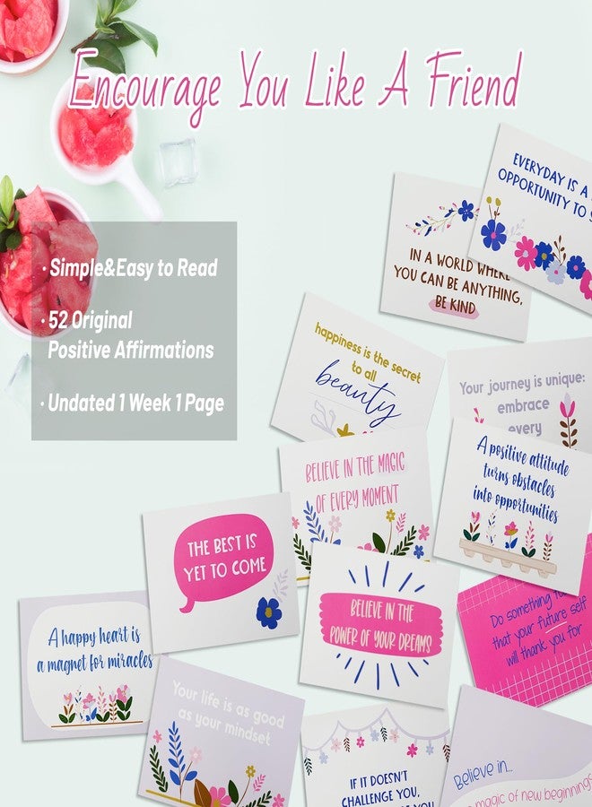 YOBRO Inspirational Gifts for Women, Motivational Desk Calendar, Desktop Flip Calendar with Daily Positive Affirmations & Happy Quotes, Office Desk Decor & Accessories for Women, Blue & Pink - Image 4