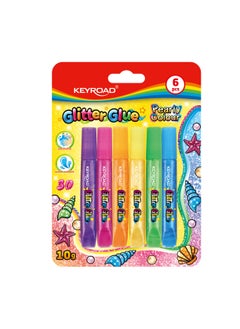 Keyroad Keyroad Glitter Glue Fluorescent Colors Blister Pack 6 Pieces 10g Each Model KR972798 
