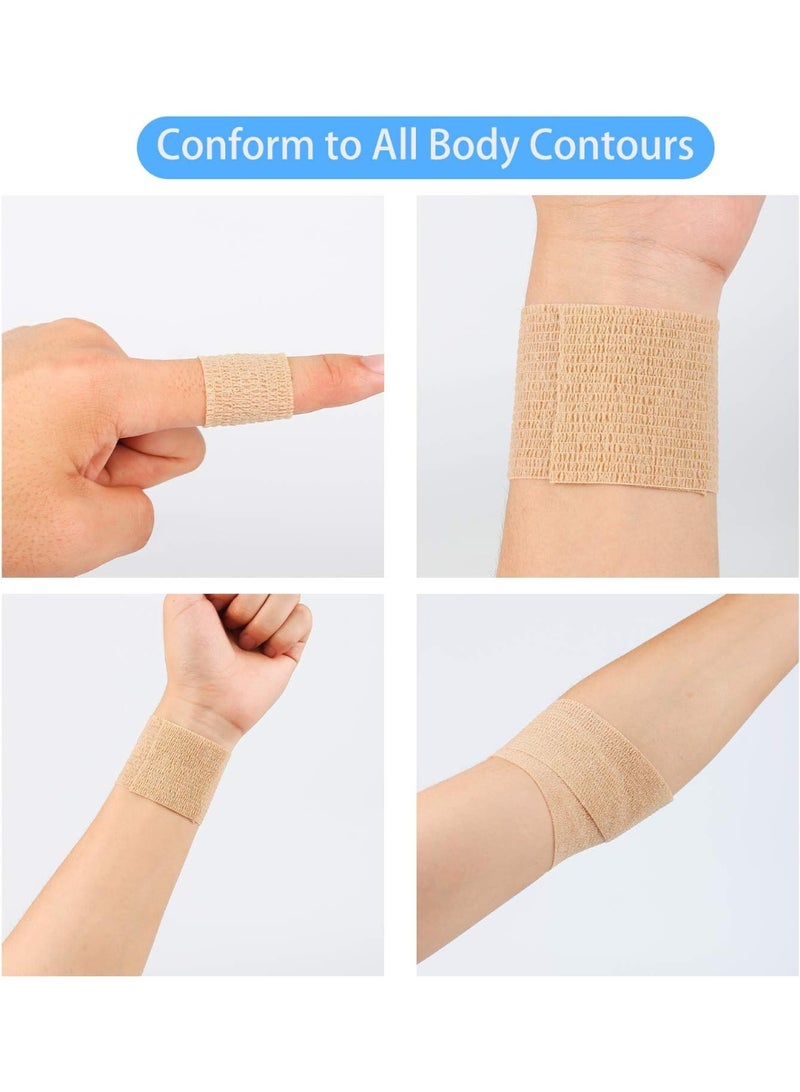 Cuken 12-Pack Self Adherent Cohesive Wrap Bandages 2 Inches X 5 Yards,First Aid Tape, Elastic Self Adhesive Tape, Athletic, Sports wrap Tape, Bandage Wrap for Sports, Wrist, Skin Colour Athletic Tape, Beige - Image 4