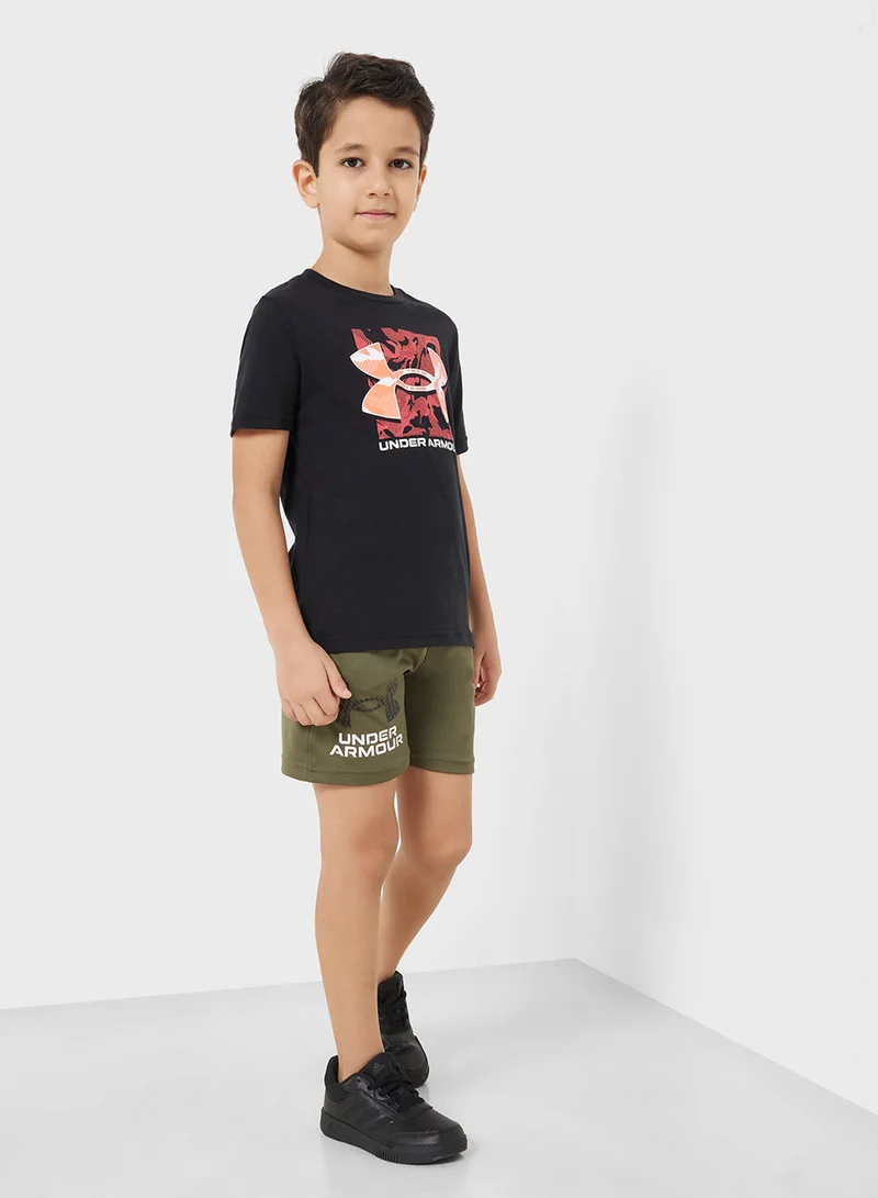 UNDER ARMOUR Boys' Box Logo Camo Short Sleeve T-Shirt