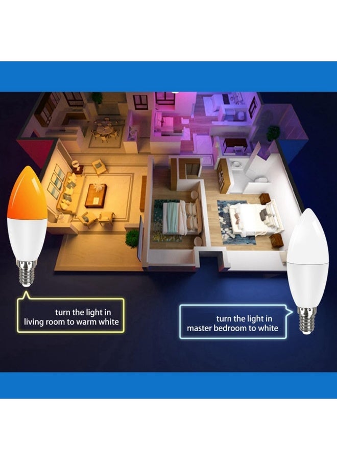 Lezonic Tuya Smart WiFi Bulb E14 Multicolour,C37,5W,2700K-6500K RGB+Warm/Cool White Colour Dimmable Compatible with Alexa/Google Home - Image 5