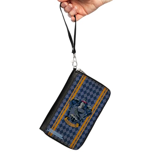 Buckle Down BuckleDown The Wizarding World of Harry Potter Wallet Zip Around Ravenclaw Crest Stripes Diamonds Blues Gold Vegan Leather - Image 3