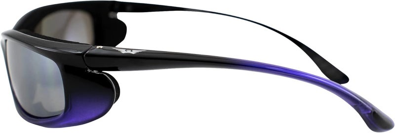 Global Vision Shadow Foam-Padded Motorcycle Sunglasses - Shatterproof Polycarbonate Lens, Two-Tone Black and Purple Frame - Image 3