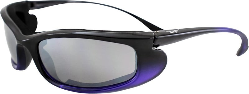 Global Vision Shadow Foam-Padded Motorcycle Sunglasses - Shatterproof Polycarbonate Lens, Two-Tone Black and Purple Frame - Image 1