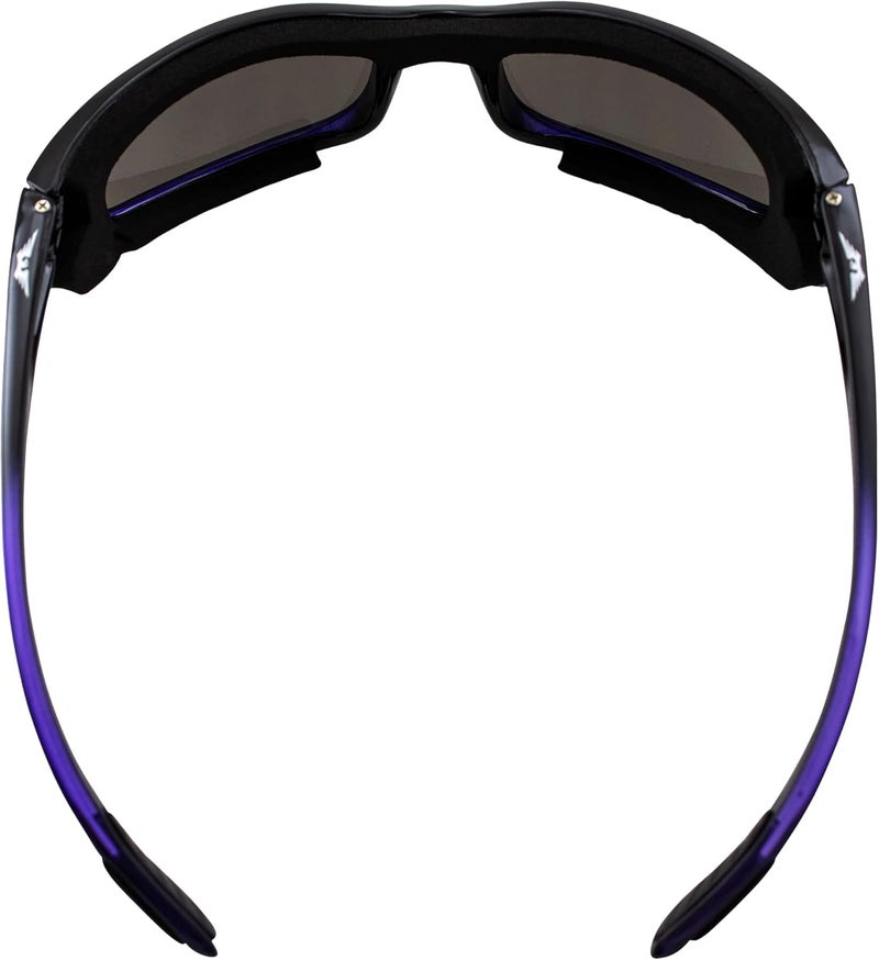 Global Vision Shadow Foam-Padded Motorcycle Sunglasses - Shatterproof Polycarbonate Lens, Two-Tone Black and Purple Frame - Image 4