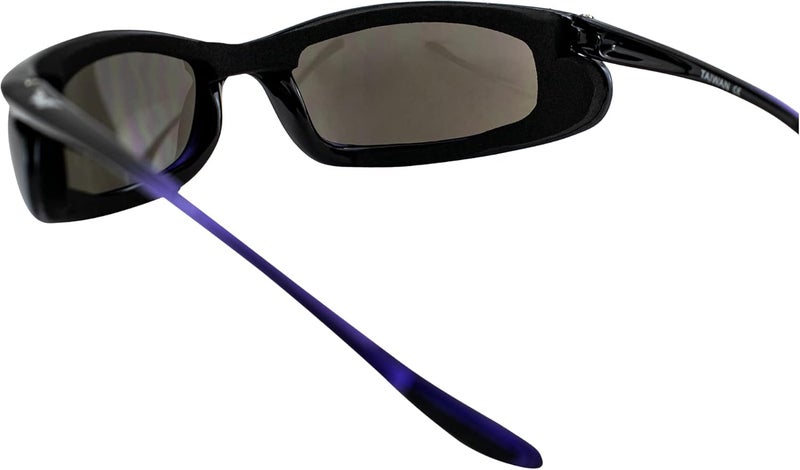 Global Vision Shadow Foam-Padded Motorcycle Sunglasses - Shatterproof Polycarbonate Lens, Two-Tone Black and Purple Frame - Image 5