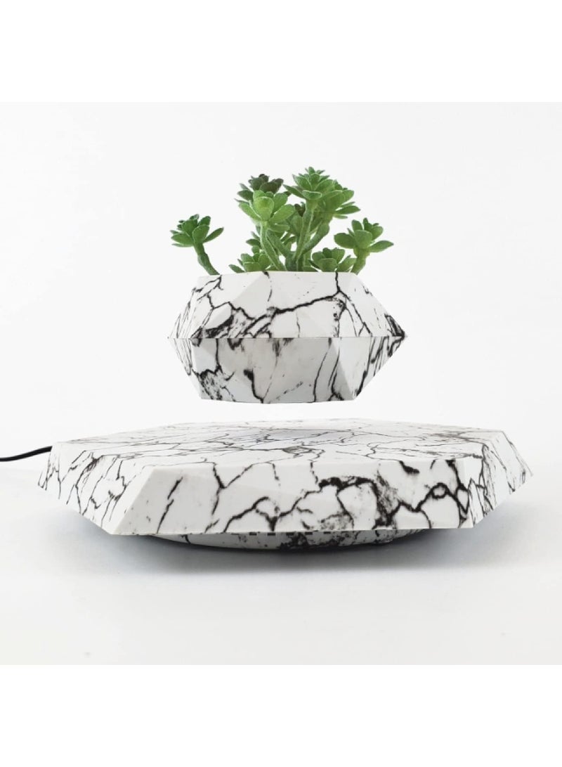 FIPKA Floating Bonsai Pot Planter Suspension Air Plant Pot Levitating Flower Pot for Home Office, Modern Marble Pattern - Image 2
