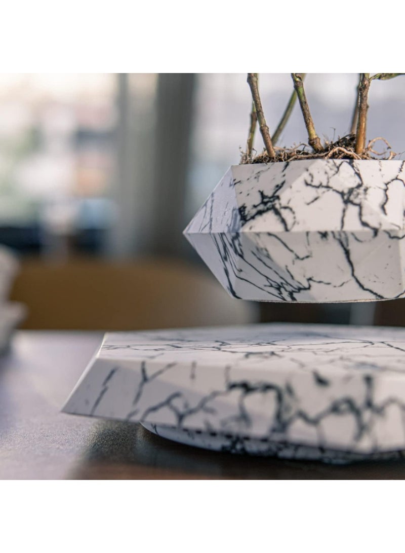 FIPKA Floating Bonsai Pot Planter Suspension Air Plant Pot Levitating Flower Pot for Home Office, Modern Marble Pattern - Image 4