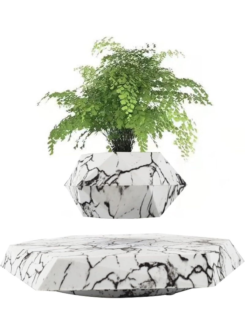 FIPKA Floating Bonsai Pot Planter Suspension Air Plant Pot Levitating Flower Pot for Home Office, Modern Marble Pattern - Image 1