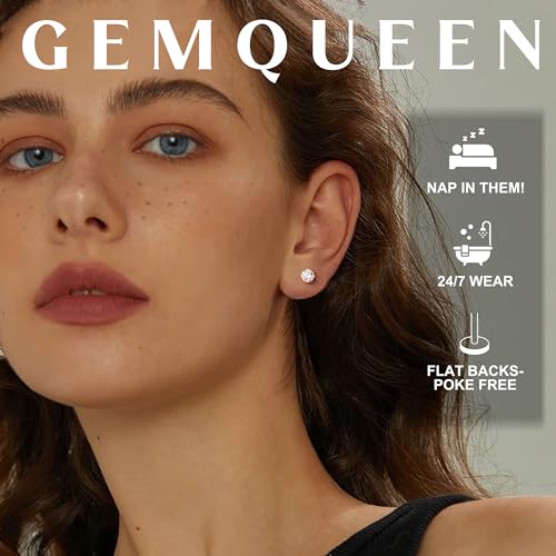 GEMQUEEN Moissanite Earrings Studs Flat Back Hypoallergenic : G23 Titanium Earring for Cartilage Internal Thread 18G Helix Tragus Conch Piercing Jewelry for Women Men D Color VVS1 1CT - Image 3