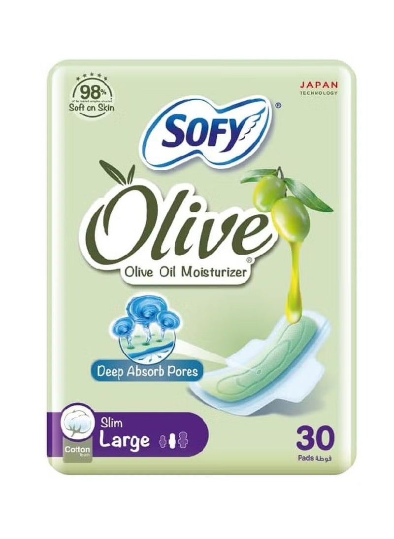 Sofy Sofi Slim Sanitary Pads with Olive Oil, Large, 30 Pads - Image 1