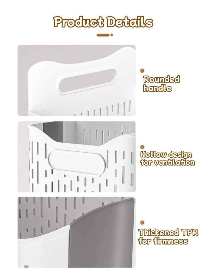 Aikenn Collapsible Plastic Laundry Basket,Foldable Pop Up Storage Container Organizer,Wall-Mounted Laundry Basket,Space Saving Hamper,Basket For Bathroom Kitchen Bedroom (1,White)  - Image 4