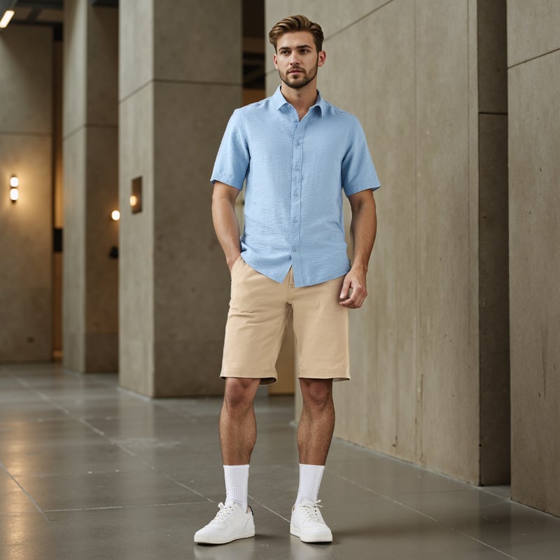 سبلاش فيڤ قميص بياقة بنسيج مجعد بقصة عادية - Image 2