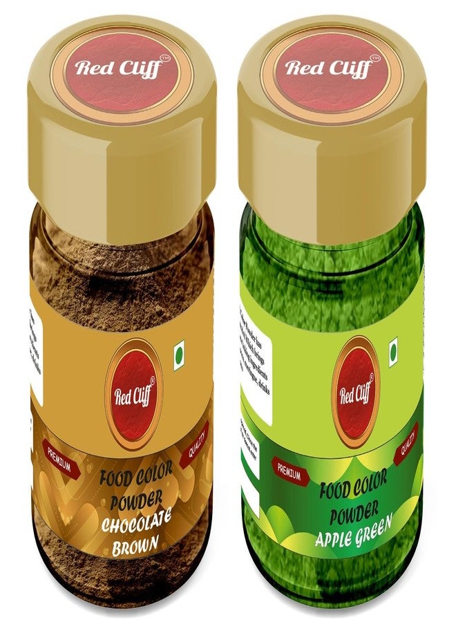 RED CLIFF Edible Chocolate Brown & Apple Green Food Colour Powder | Vibrant Natural Colour for Baking, Cake Decorating, Cooking | 20gx2 | - Image 1