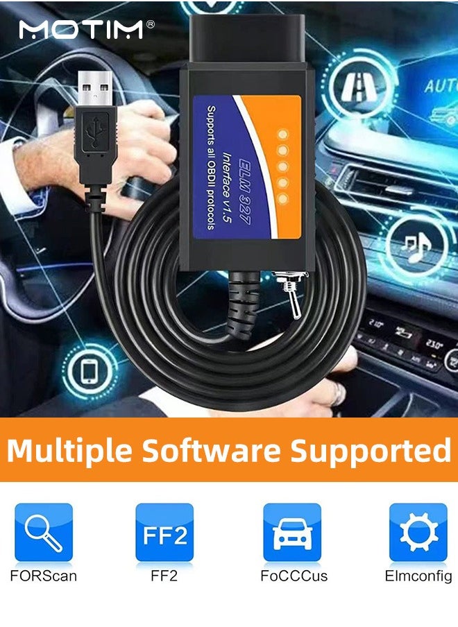Motim - ELM327 with Switch 25k80, OBD2 USB Adapter Code Reader Vehicle Scanner Diagnostic Programmer Tool with MS-CAN/HS-CAN Switch for Ford Mazda Windows - Image 1